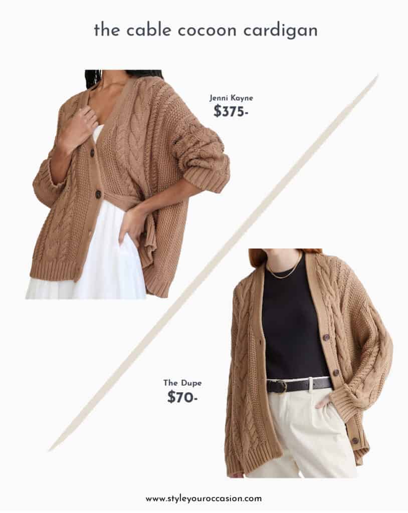 10 Must See Jenni Kayne Dupes For 2024 Cocoon Cardigan Sweater   Jenni Kayne Dupe Cable Cocoon Cardigan 2 814x1024 