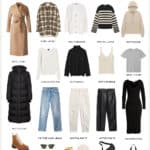 image of a winter capsule wardrobe for 2022/2023 with neutral, modern, minimalist clothing style
