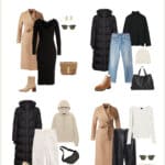 collage of outfits from a minimal and neutral winter capsule wardrobe for 2022/2023