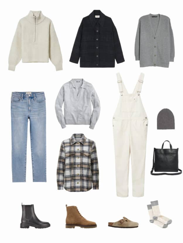 image of a fall winter capsule wardrobe for 2021