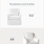 image comparing two white swivel armchairs one Serena and Lily dupe and the original armchair