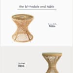 image comparing two natural boho hourglass end tables, one Serena and Lily dupe and the original end table