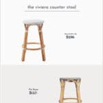 image comparing two bamboo counter stools, one Serena and Lily dupe and the original stool