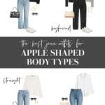 Graphic of outfit that would look good on apple shaped body types.