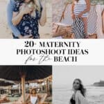Collage of beach maternity photos with different photography styles