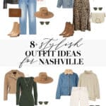 Collage of clothing to wear to Nashville.