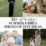 collage of summer family photo outfits