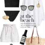 Collage of what to wear at the beach on a trip to Mexico.