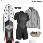 Collage of what to wear paddleboarding