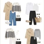 Collage of neutral spring clothing and accessories