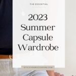 Pinterest pin of an outfit for a summer capsule wardrobe 2023