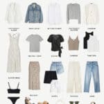 image of a collage of neutral and stylish clothing for women for a summer capsule wardrobe