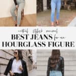 Outfit collage of best jeans to wear for an hourglass figure.
