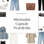image of neutral, minimal outfit collages with text overlay Minimalist capsule wardrobe
