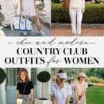 image of a collage of outfits for country club attire