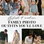 collage of different family photo outfit ideas