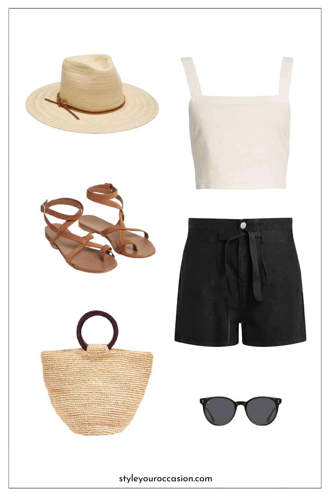 Paper Bag Shorts with Crop Top