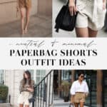 image of a collage of neutral outfits with women in paperbag shorts