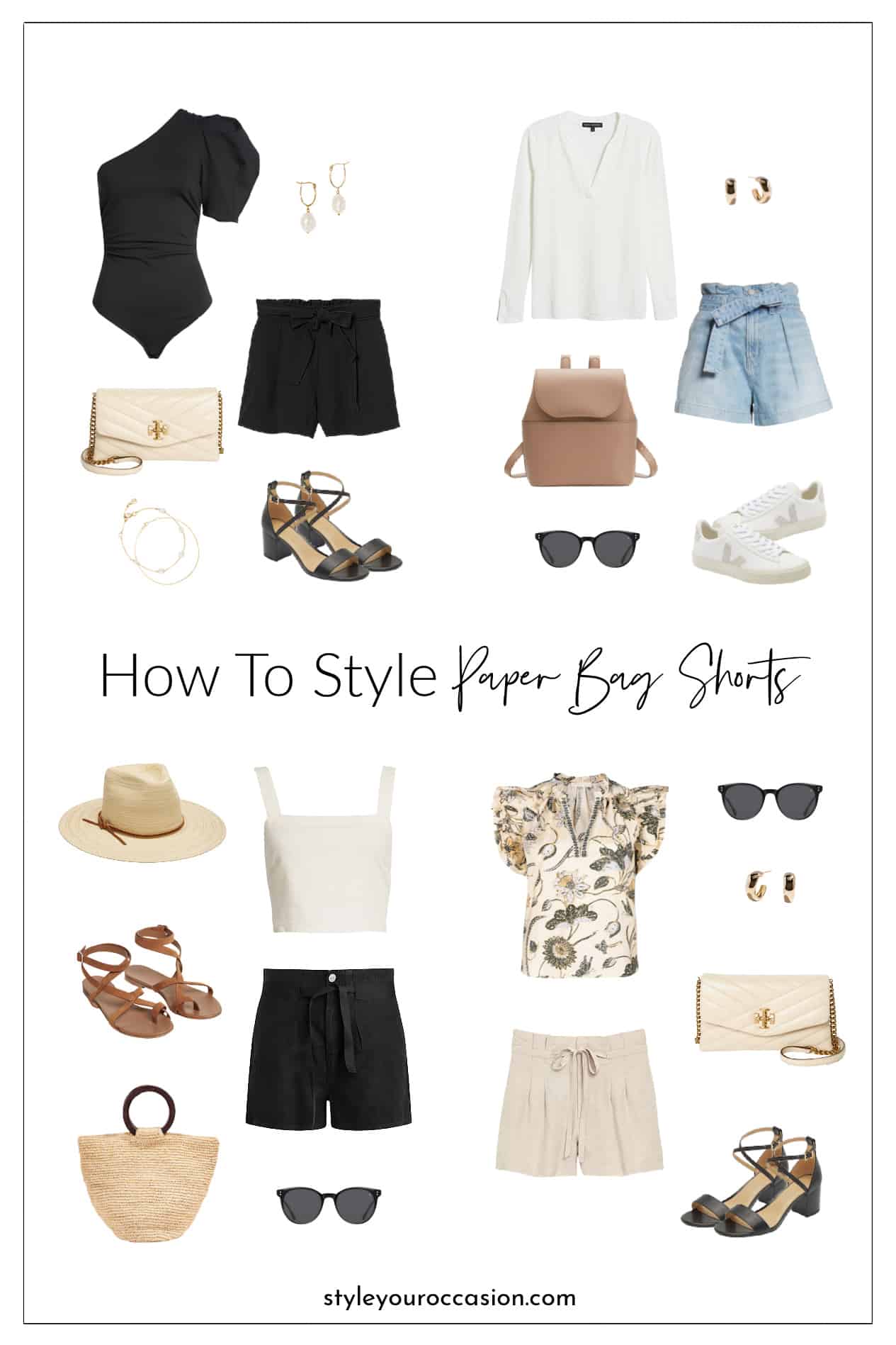 10+ Paper Bag Shorts Outfit Ideas - minimal, neutral, chic + elevated!