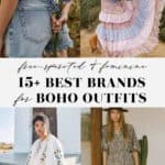 collage of images of women in modern boho style clothing