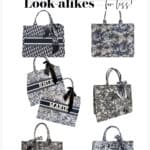image of a collage of Dior book tote dupe bags