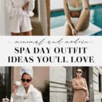 image of a collage of comfortable outfits to wear to the spa