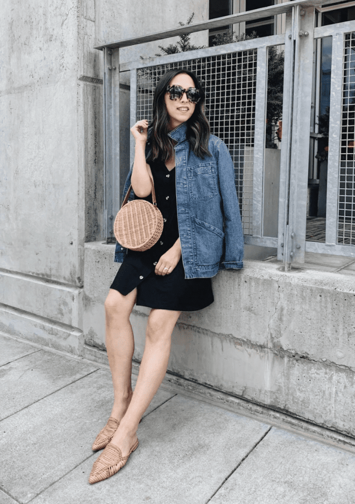 11+ *Modern* Ways To Style A Jean Jacket With Black Dress