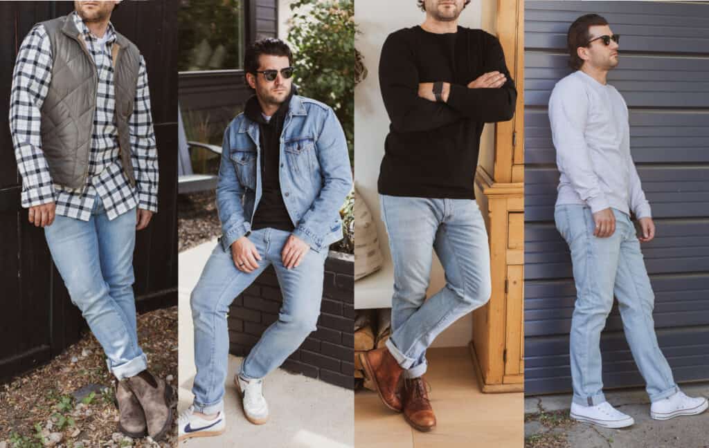 10+ Perfect Outfits With Light Blue Jeans For Men - modern, classic, casual
