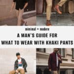 collage of images of men wearing khaki pants outfits