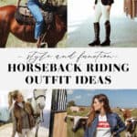 image of a collage of western and English equestrian outfits for horseback riding