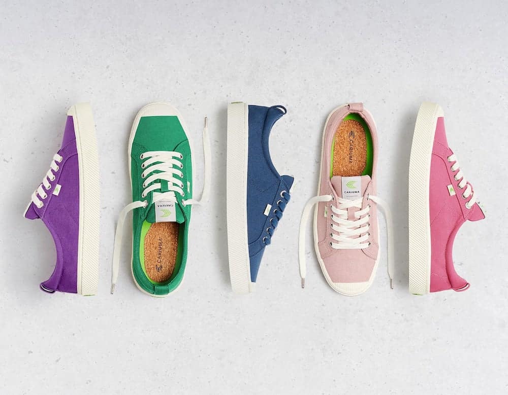 image of a row of 5 sneakers in rainbow colors