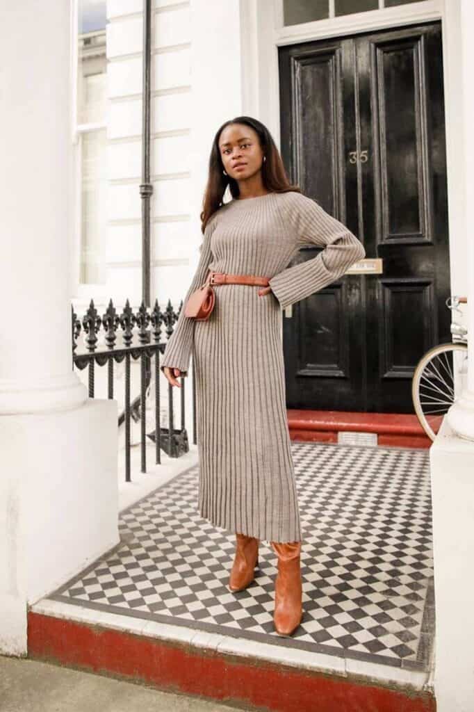 The Best Shoes To Wear With Sweater Dresses 20 Chic Outfits