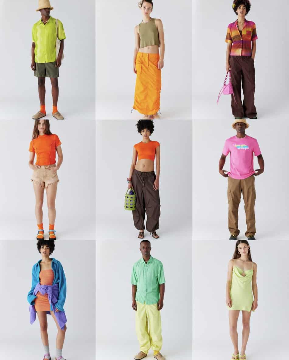 image of a collage of men and women in bright and bold outfits for summer