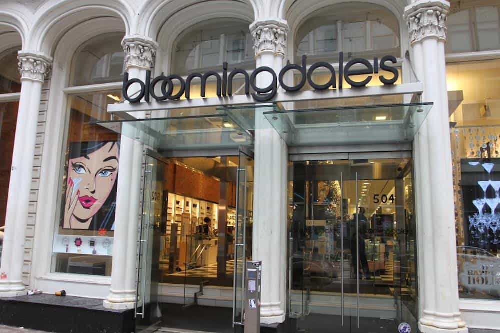 image of a Bloomingdales storefront with concrete column architecture