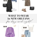 collage of images of outfits to wear for a New Orleans vacation