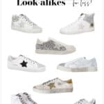collage of white sneakers with star details and distressing