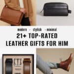 collage of leather gift ideas for men