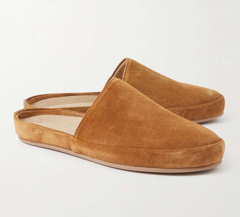 image of a pair of brown suede leather slippers