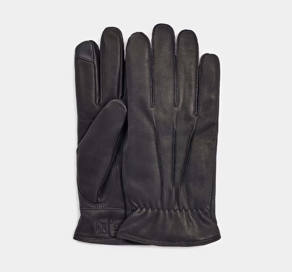 image of a pair of black leather mens gloves