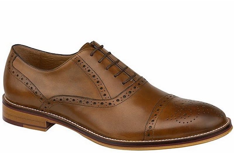 image of a dark brown leather wingtip dress shoe