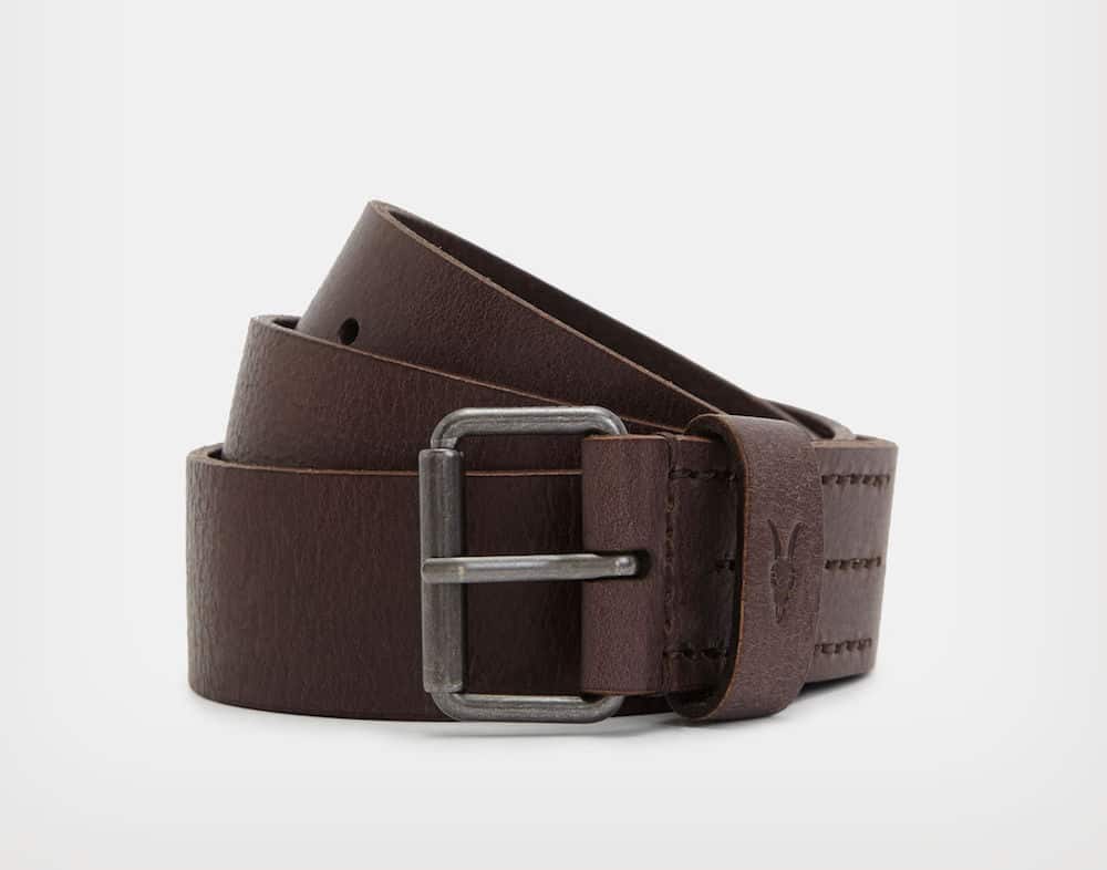 image of a brown leather belt with metal buckle