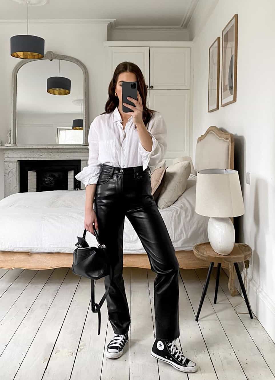 Leather Look Straight Leg Trousers | M&S NZ