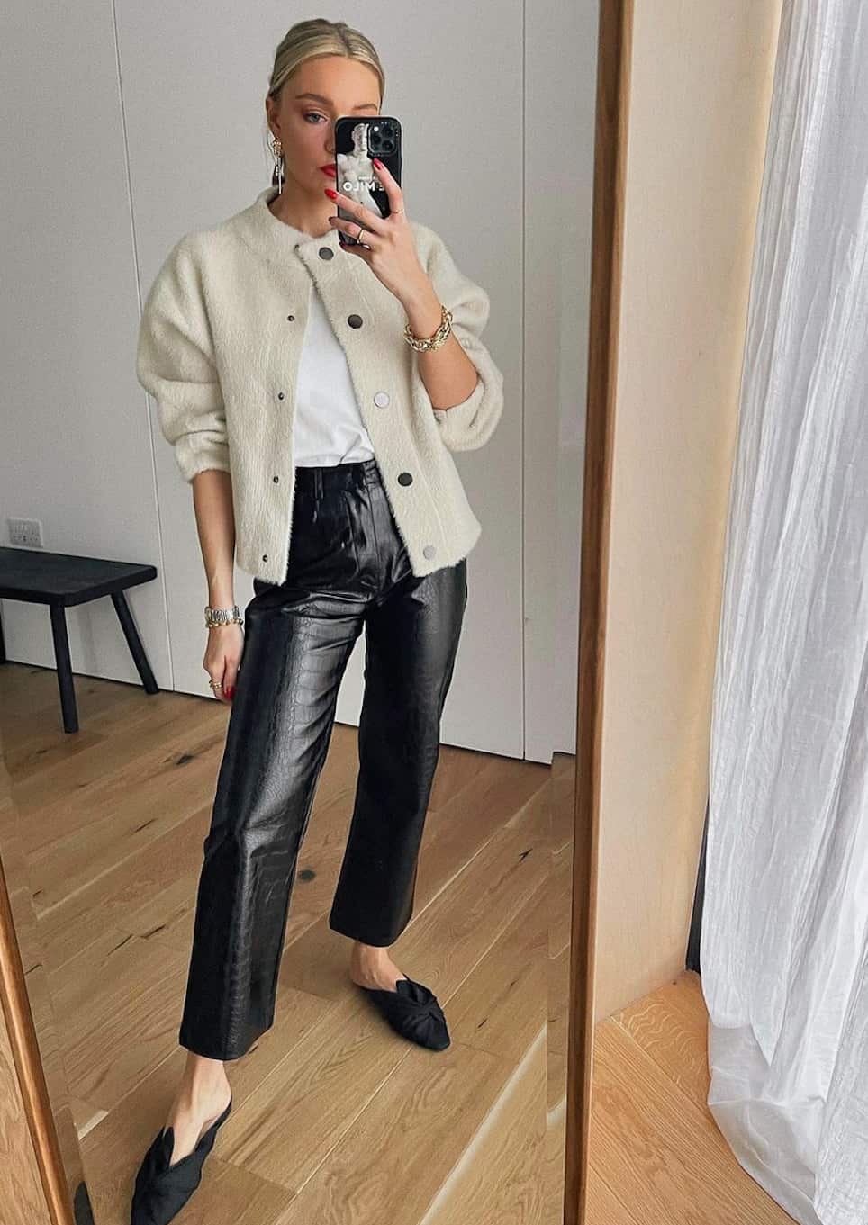 Tops with leather on sale trousers