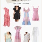 Pinterest collage with eight pretty dresses for summer