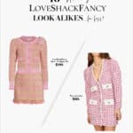 image of two pink tweed dresses that look alike
