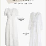 image comparing two white maxi embroidered eyelet dresses