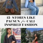 collage of images of women in trendy California inspired outfits