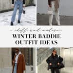 collage of images of woven wearing winter 'baddie' outfits