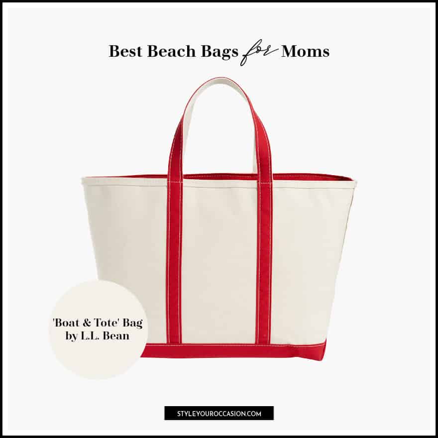 image of a canvas beach tote with red trim