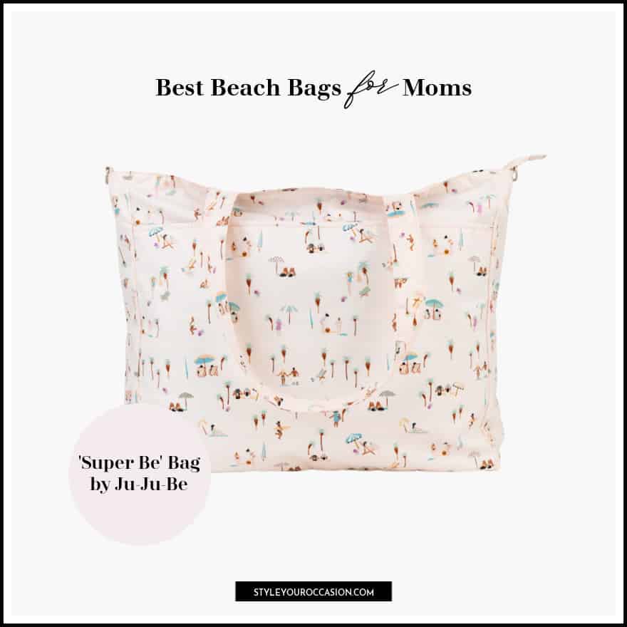 image of a cute nylon tote bag/diaper bag with a beach print
